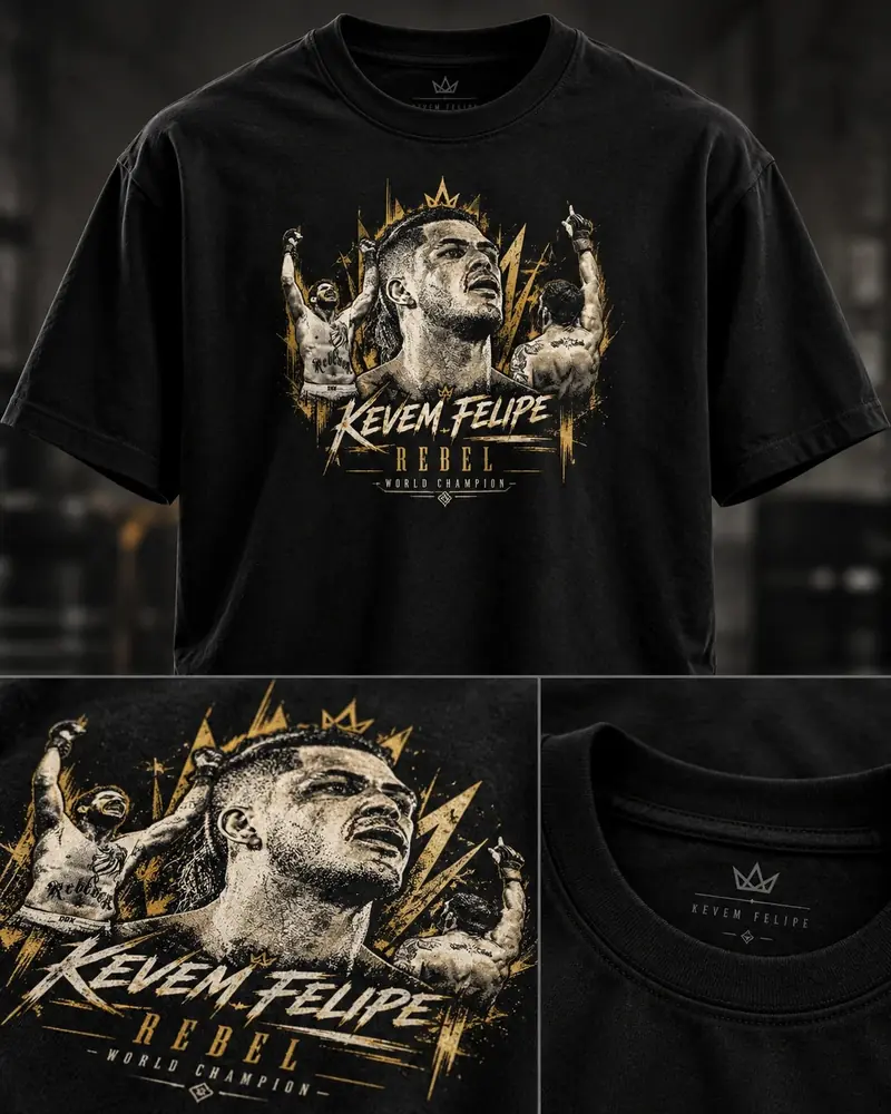 Black Kevem Felipe Rebel tee with a gold crown print